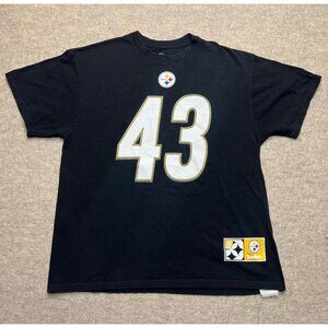 Majestic Pittsburgh Steelers Troy Polamalu 43 Black Crewneck T-Shirt Men's XL